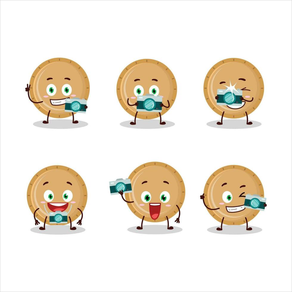 Photographer profession emoticon with plastic plate cartoon character vector