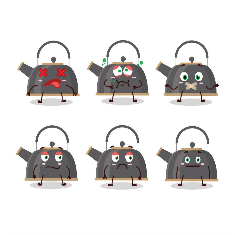 Black teapot cartoon character with nope expression vector