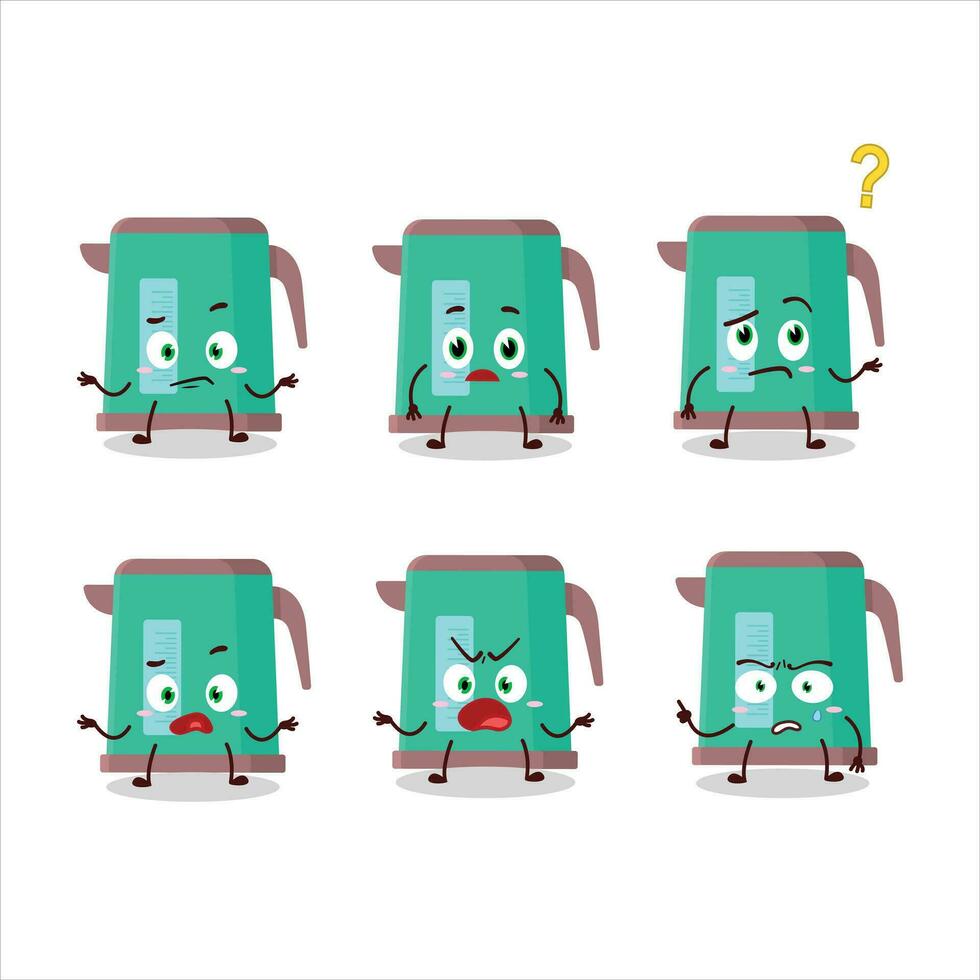 Cartoon character of digital kettle with what expression vector