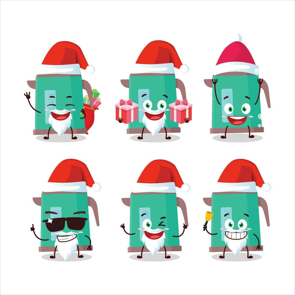 Papa Noel claus emoticones con digital tetera dibujos animados personaje vector