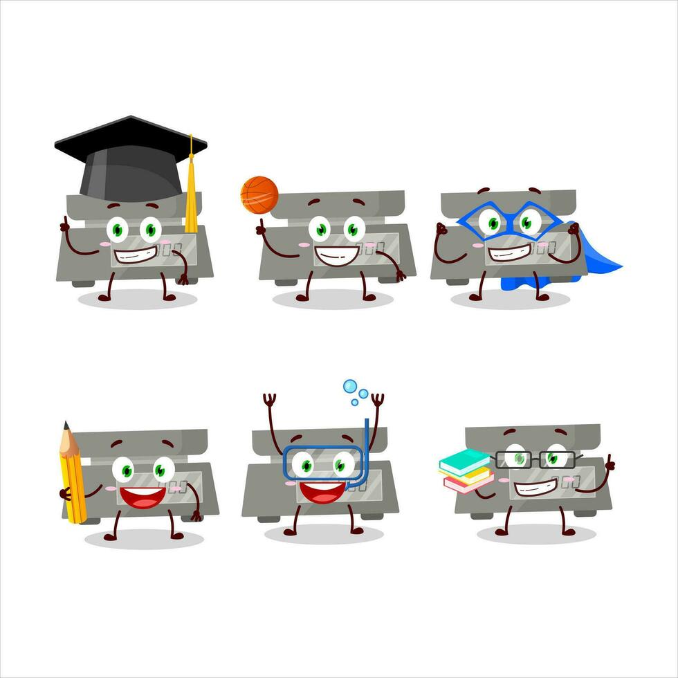 colegio estudiante de digital peso dibujos animados personaje con varios expresiones vector