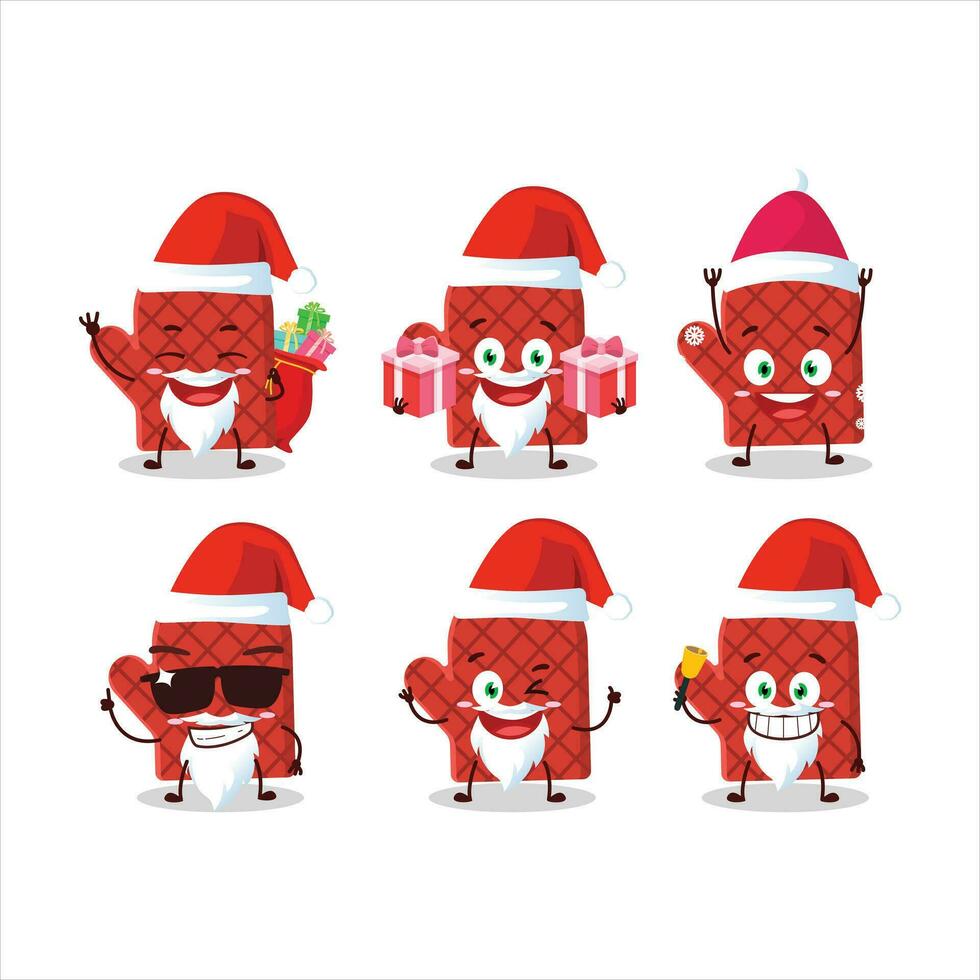 Papa Noel claus emoticones con horno guante dibujos animados personaje vector
