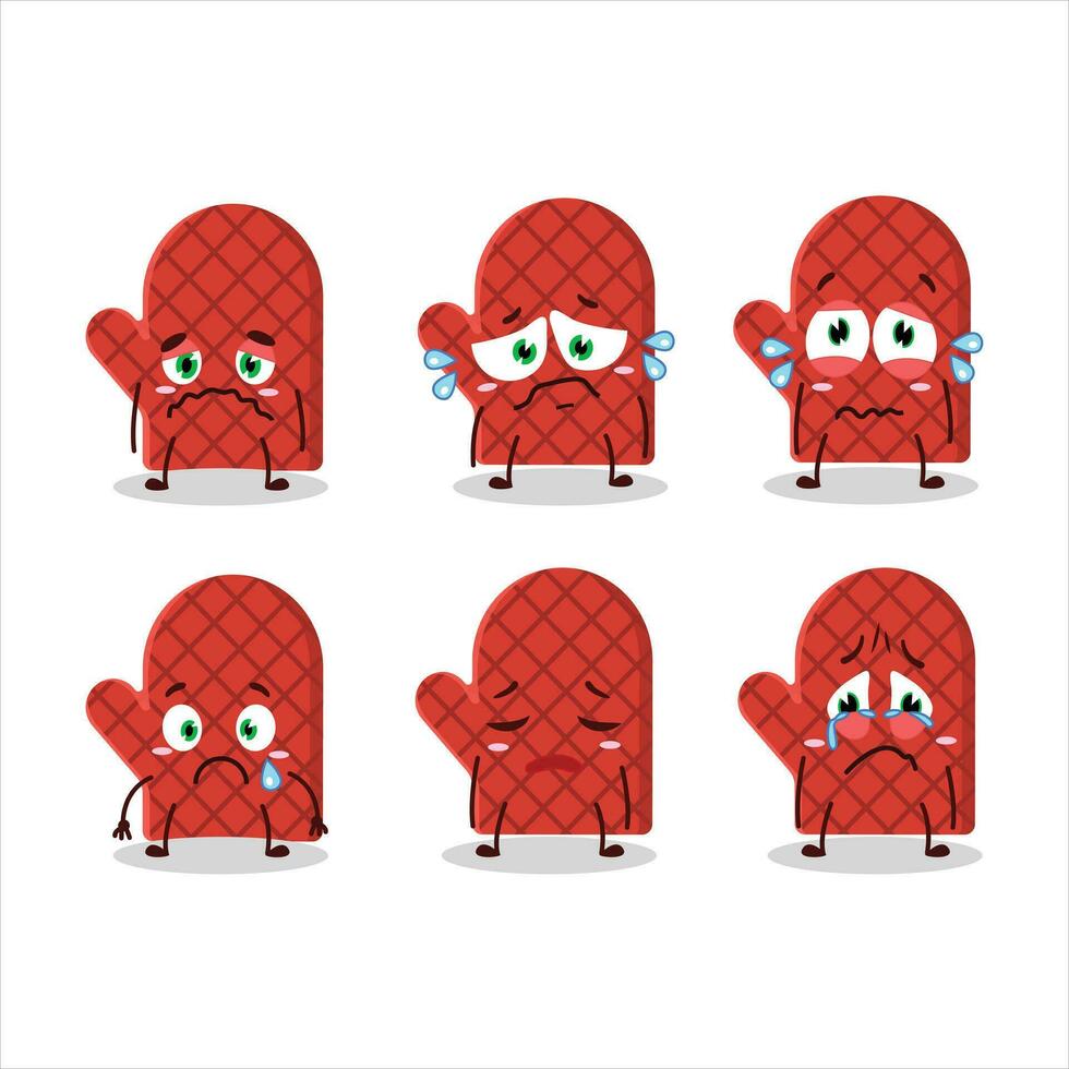 Oven mitt cartoon character with sad expression vector