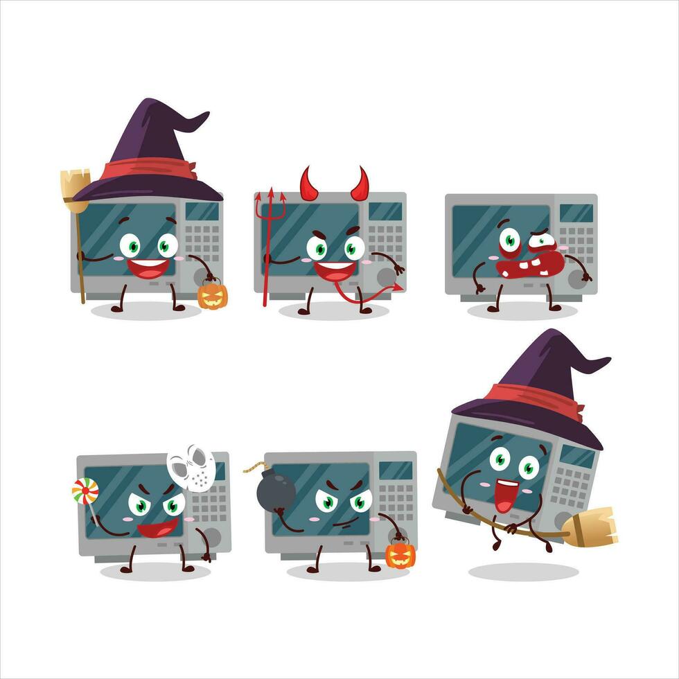 Halloween expression emoticons with cartoon character of oven vector