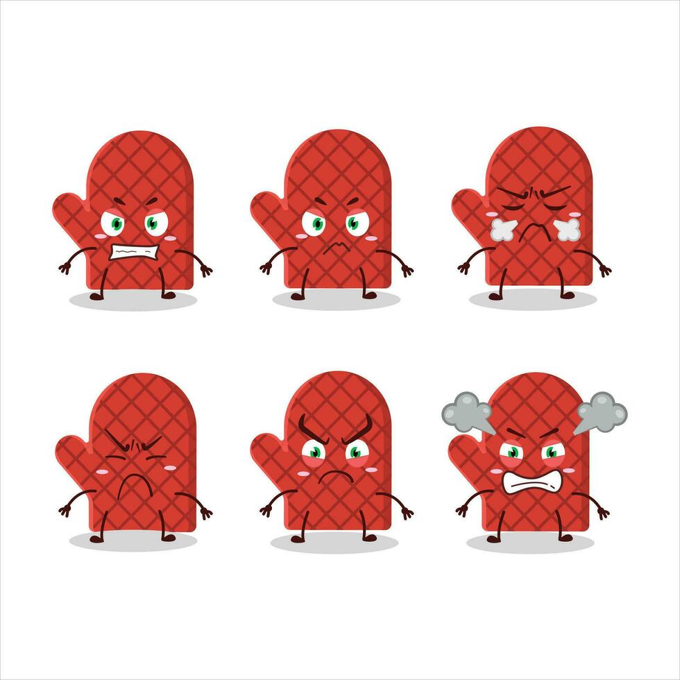 Oven mitt cartoon character with various angry expressions vector