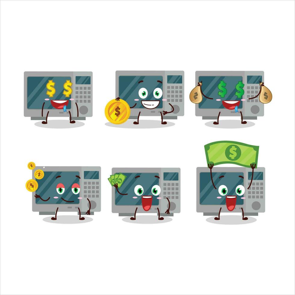 Oven cartoon character with cute emoticon bring money vector