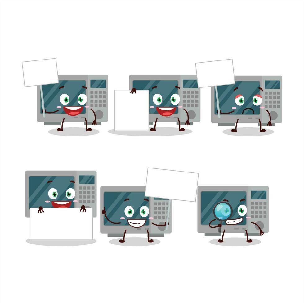 Oven cartoon in character bring information board vector