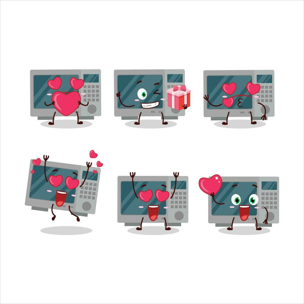 Oven cartoon in character with love cute emoticon vector