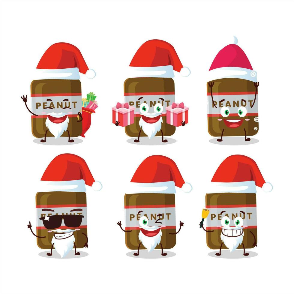 Papa Noel claus emoticones con maní tarro dibujos animados personaje vector