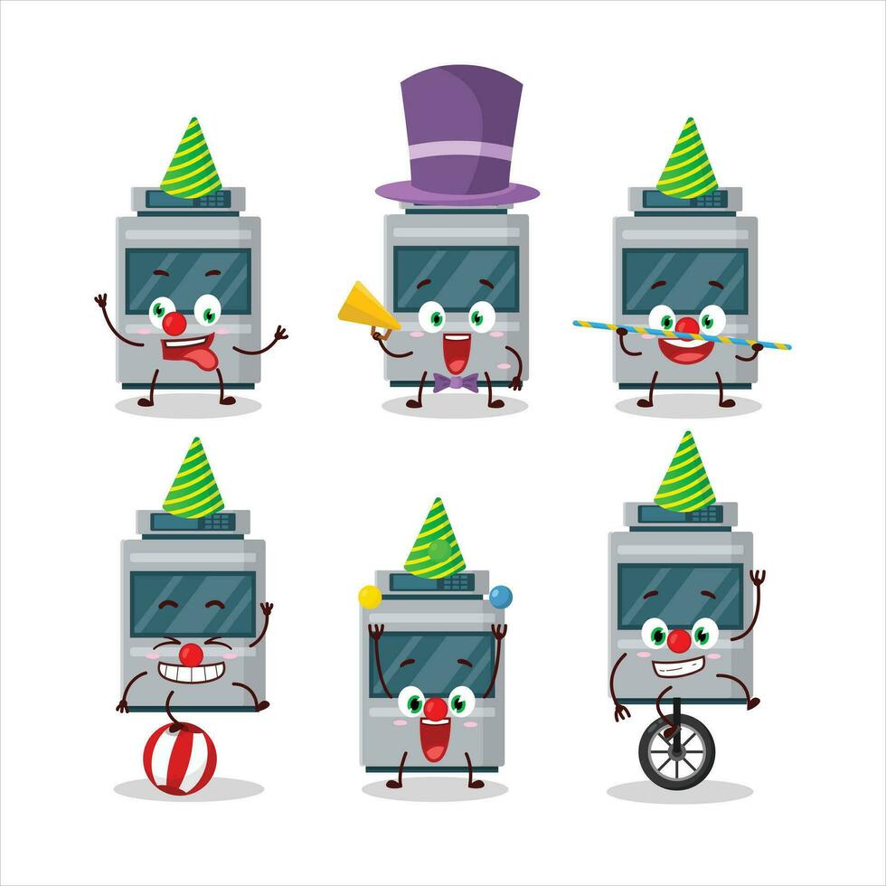 Cartoon character of stove with various circus shows vector