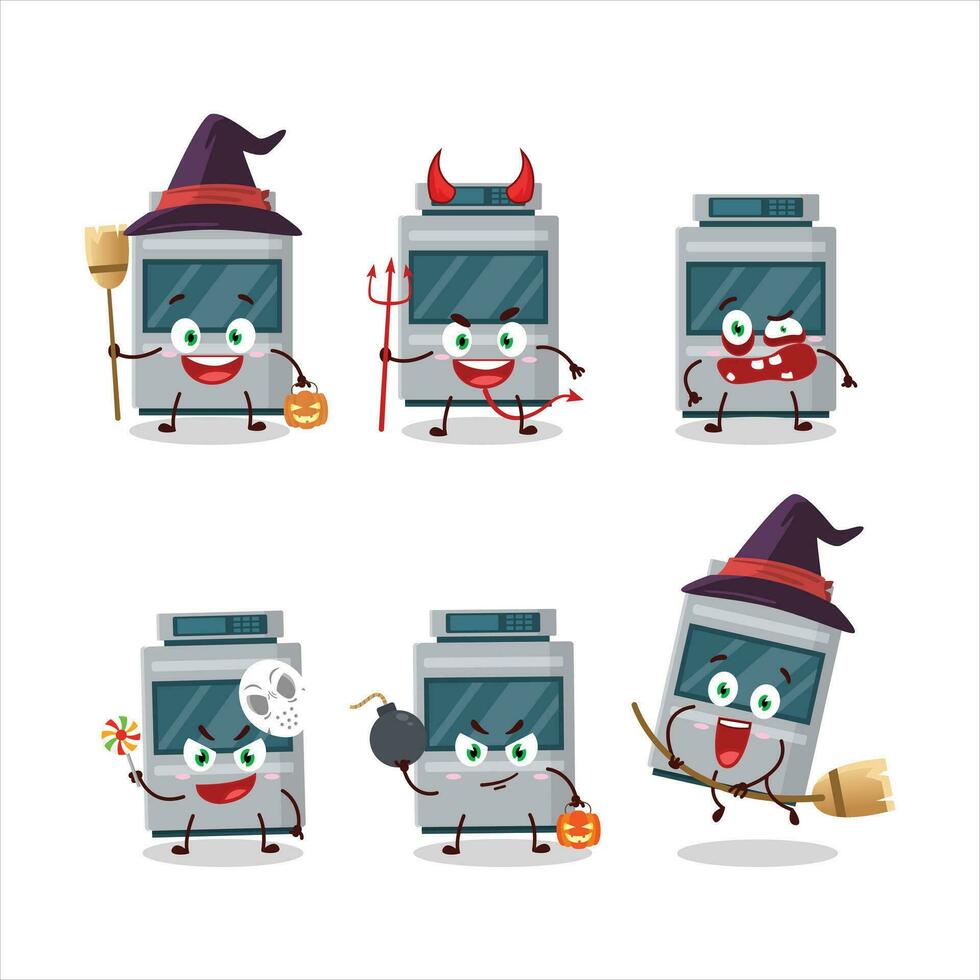 Halloween expression emoticons with cartoon character of stove vector