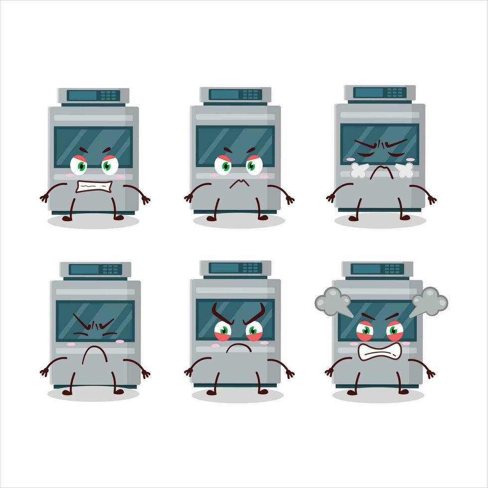 Stove cartoon character with various angry expressions vector