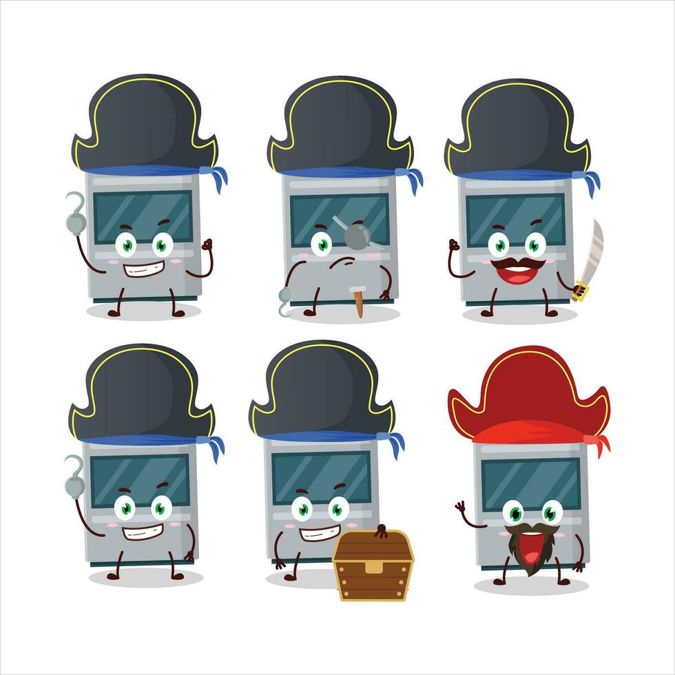 Cartoon character of stove with various pirates emoticons vector