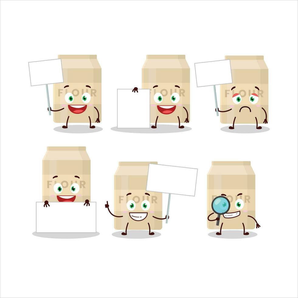 White flour cartoon character bring information board vector