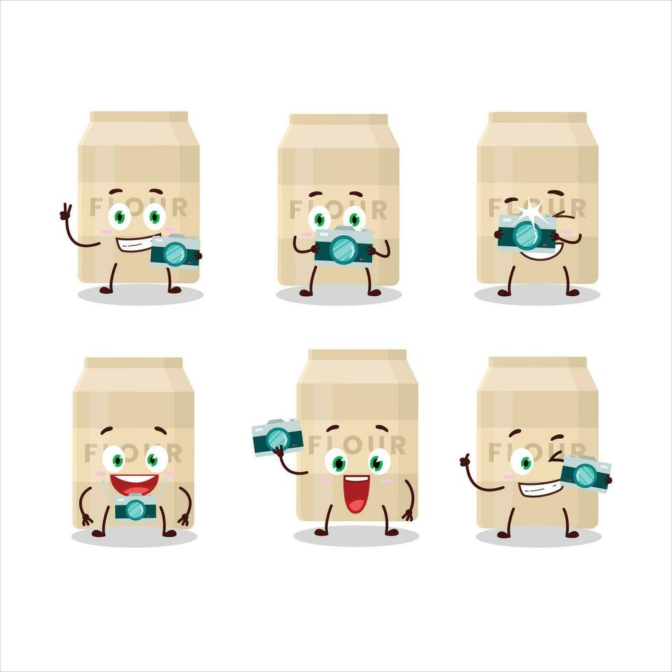 Photographer profession emoticon with white flour cartoon character vector