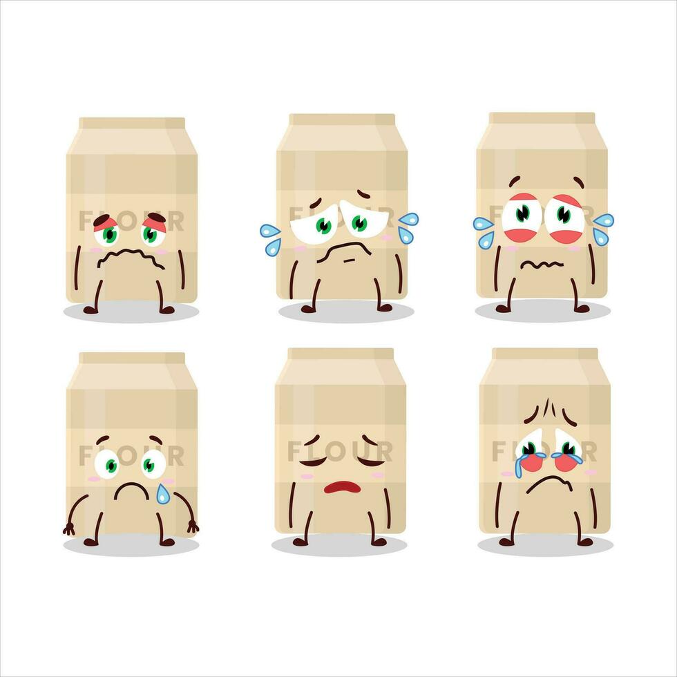 White flour cartoon character with sad expression vector
