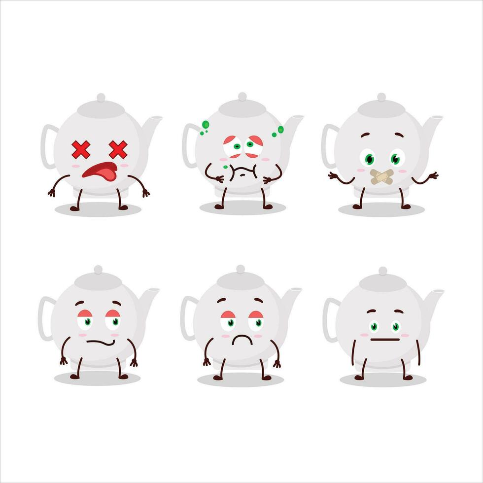 Ceramic teapot cartoon character with nope expression vector