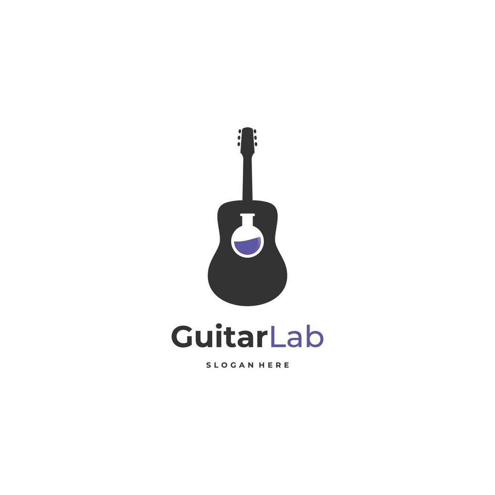 guitarra laboratorio logo diseño en aislado antecedentes vector