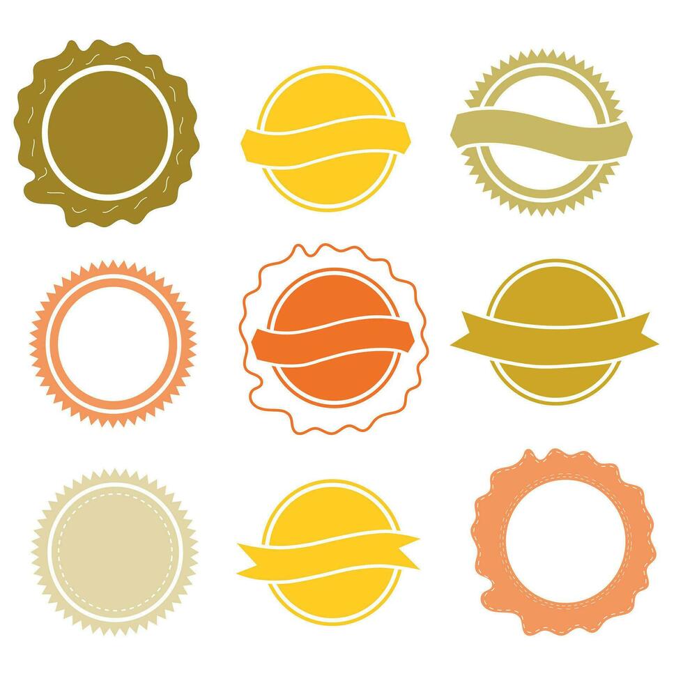 Sets of yellow orange label stamps 25916036 Vector Art at Vecteezy