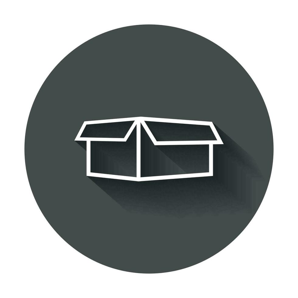 Open box icon. Shipping pack flat vector illustration with long shadow.
