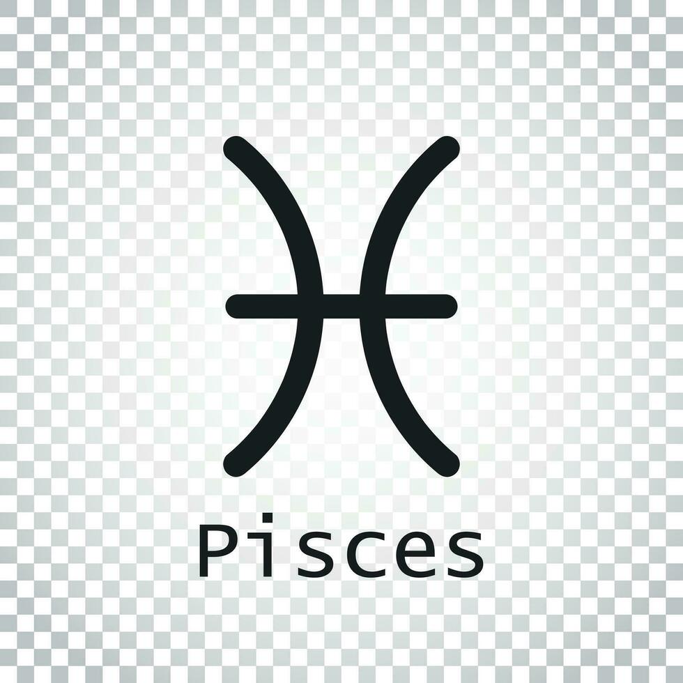 Pisces zodiac sign. Flat astrology vector illustration on isolated background. Simple pictogram.