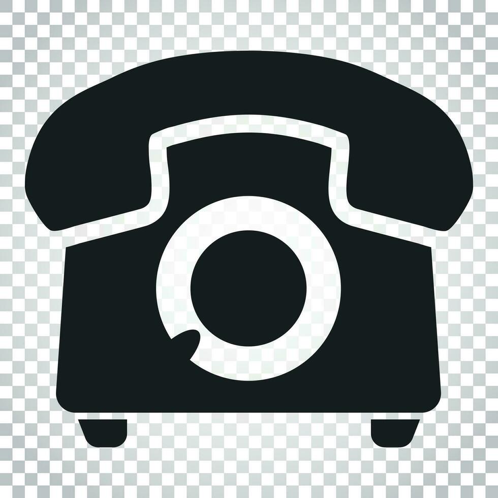 Phone vector icon. Old vintage telephone symbol illustration. Simple business concept pictogram on isolated background.