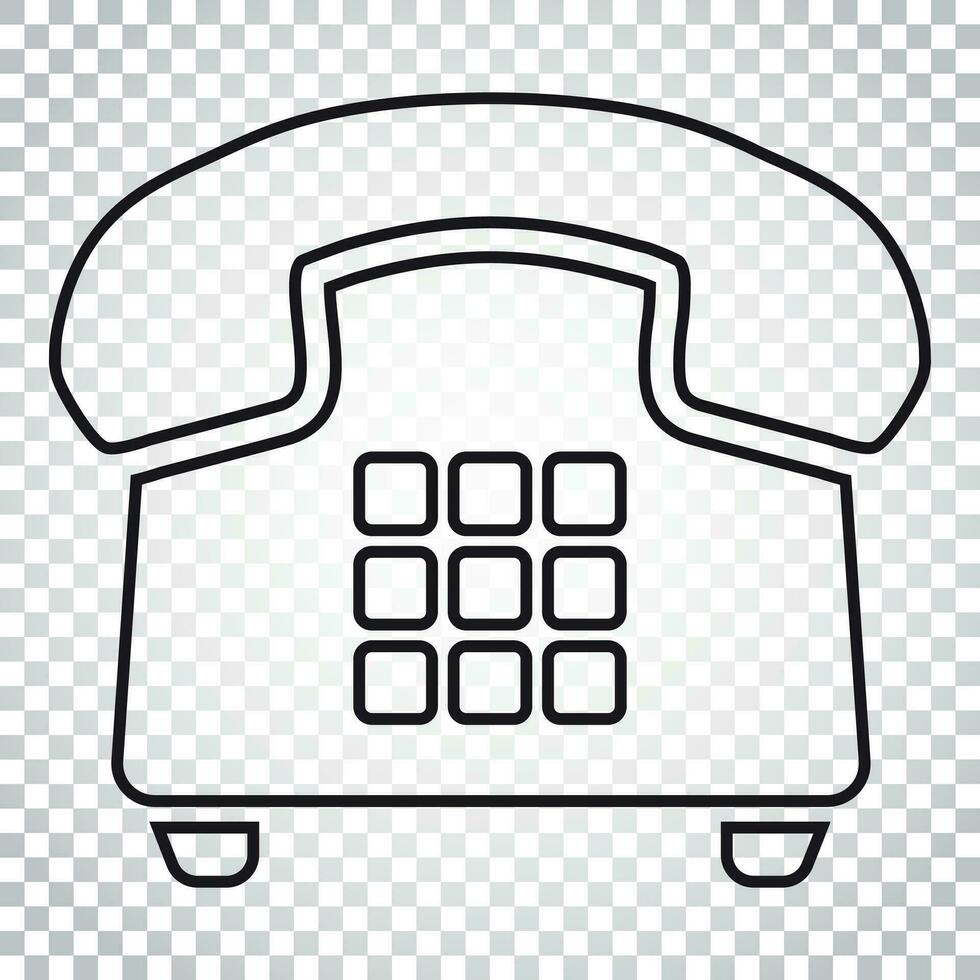 Phone vector icon in line style. Old vintage telephone symbol illustration. Simple business concept pictogram on isolated background.