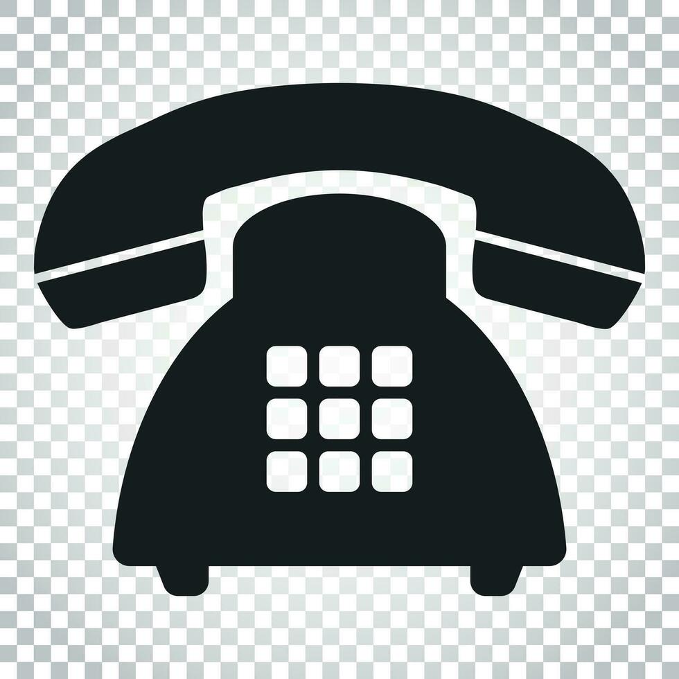 Phone vector icon. Old vintage telephone symbol illustration. Simple business concept pictogram on isolated background.
