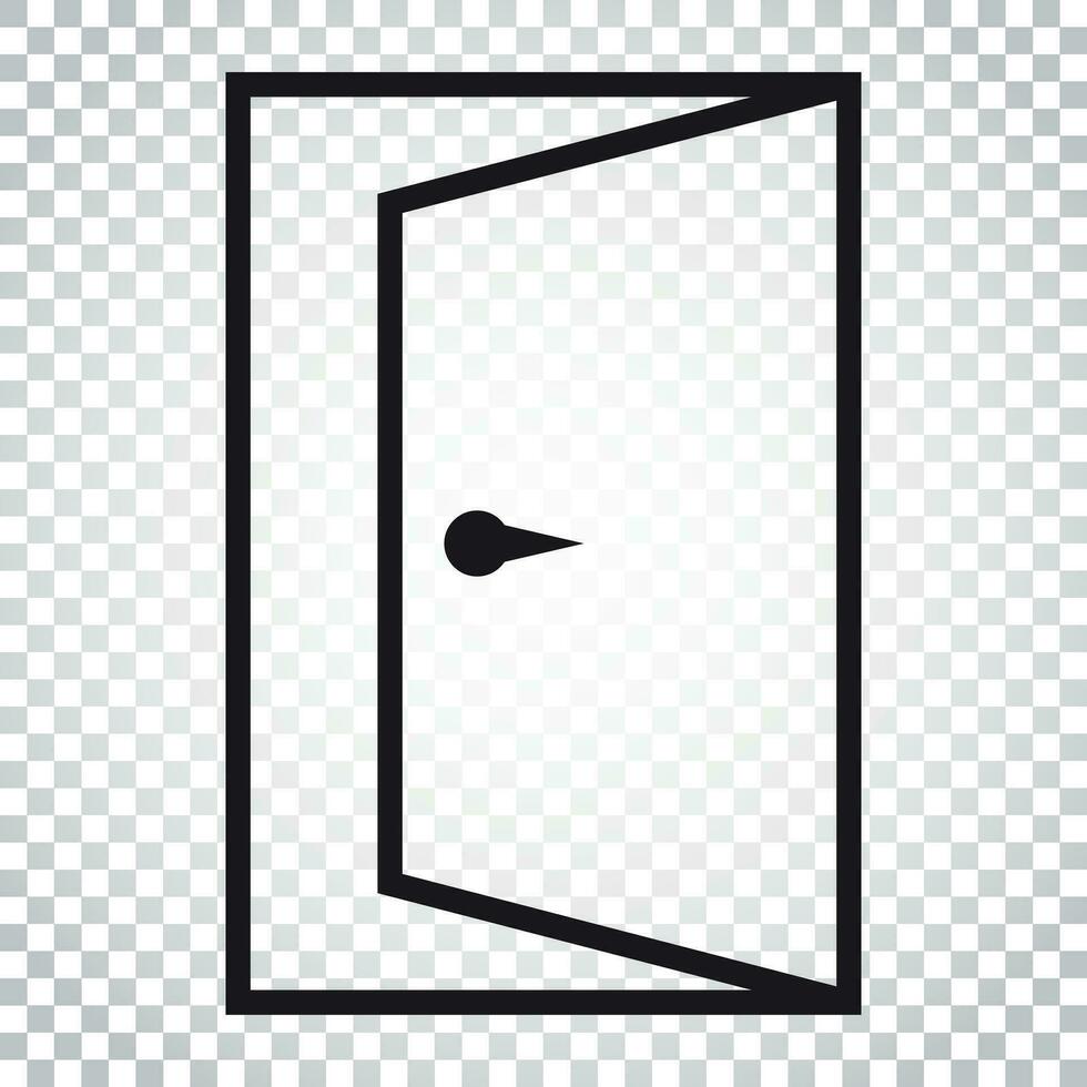Door vector icon in line style. Exit icon. Open door illustration. Simple business concept pictogram on isolated background.