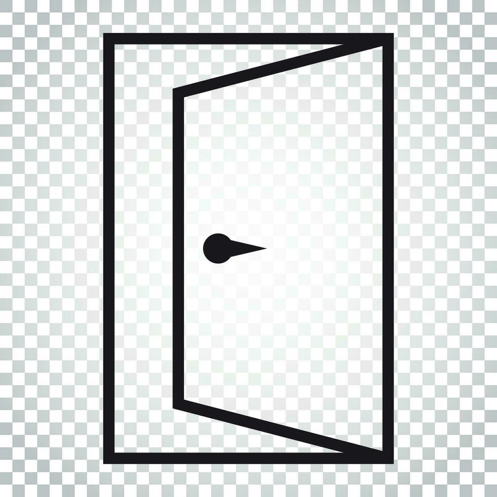 Door vector icon in line style. Exit icon. Open door illustration. Simple business concept pictogram on isolated background.