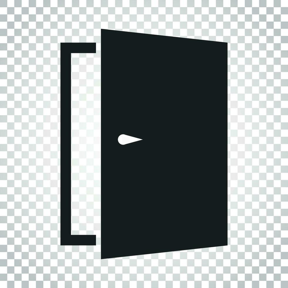 Door vector icon. Exit icon. Open door illustration. Simple business concept pictogram on isolated background.