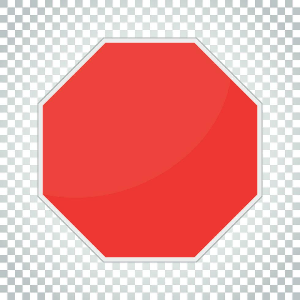 Blank red stop sign vector icon. Empty danger symbol vector illustration. Simple business concept pictogram on isolated background.