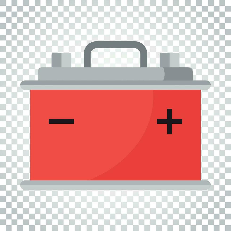 Car battery flat vector icon on isolated background. Auto accumulator battery energy power illustration. Simple business concept pictogram.