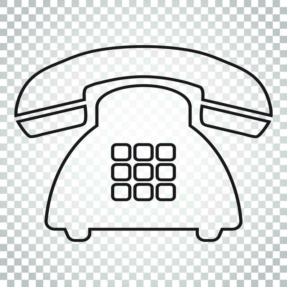 Phone vector icon in line style. Old vintage telephone symbol illustration. Simple business concept pictogram on isolated background.