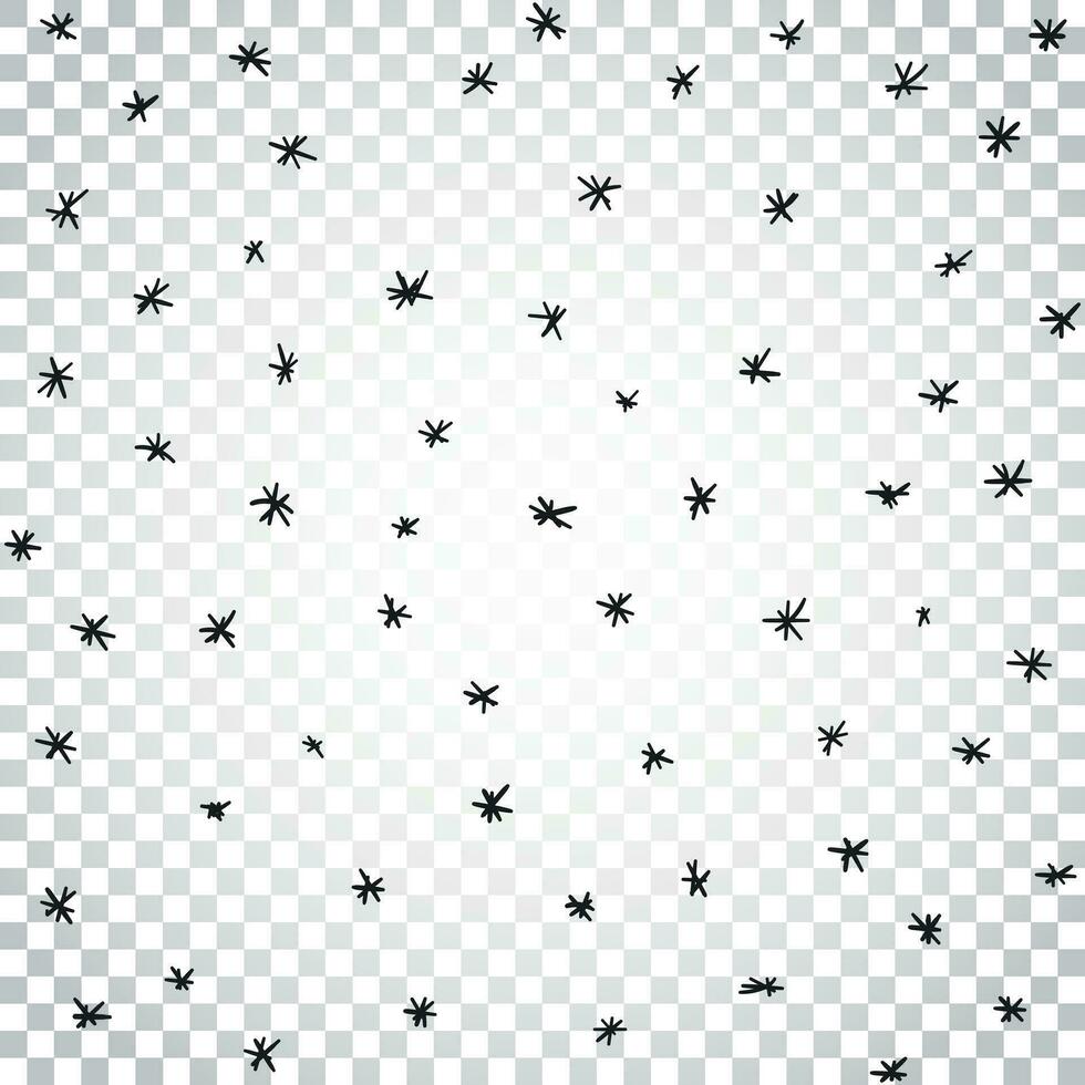 Vector seamless hand drawn stars and snow pattern. Snowfall vector illustration. Simple business concept pictogram.