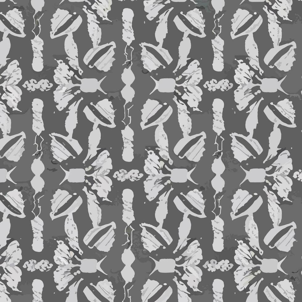 Floral and Geometric Patterns Intertwined. Abstract Intersecting Curves and Bold Stripes. Seamless Vector Background for Stylish Design