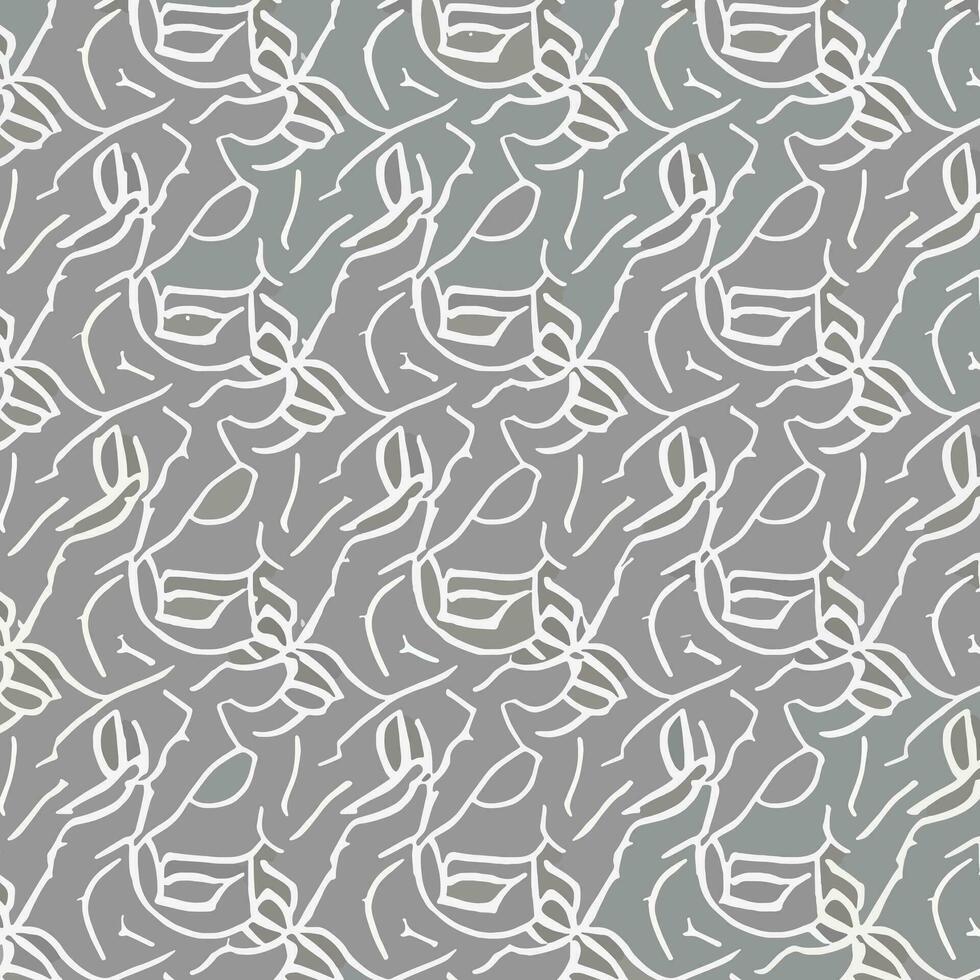 Floral and Geometric Patterns Intertwined. Abstract Intersecting Curves and Bold Stripes. Seamless Vector Background for Stylish Design