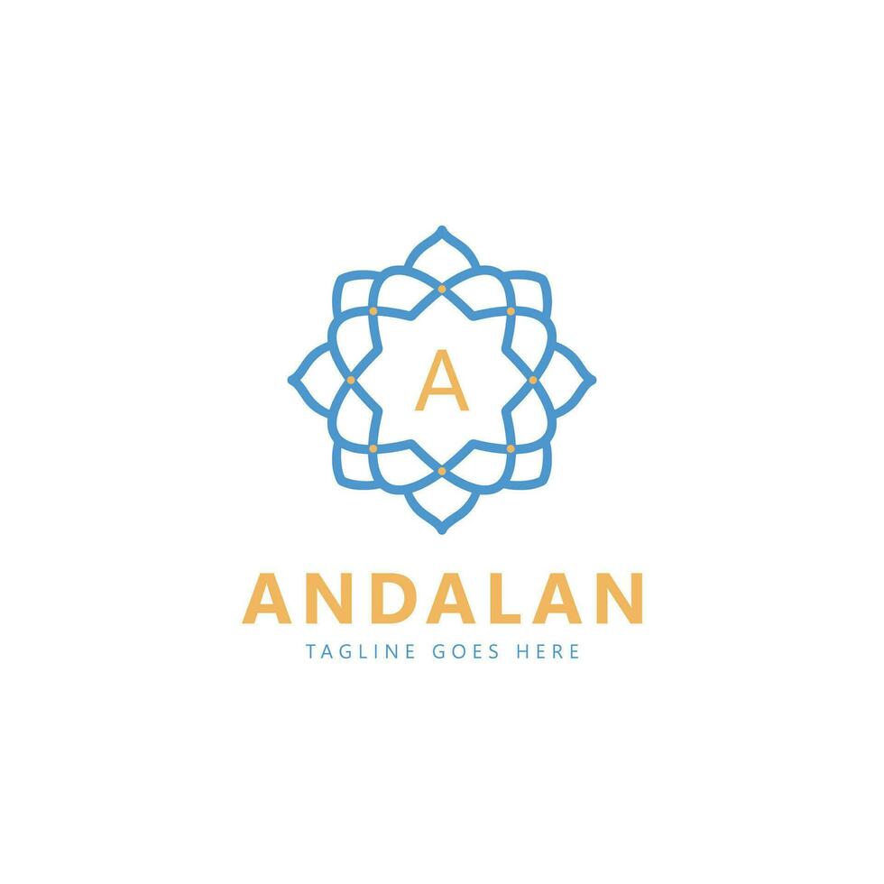 Simple Elegant Initial Letter  A Logo Design. Circular pattern in form of mandala oriental pattern islam arabic indian turkish pakistan vector