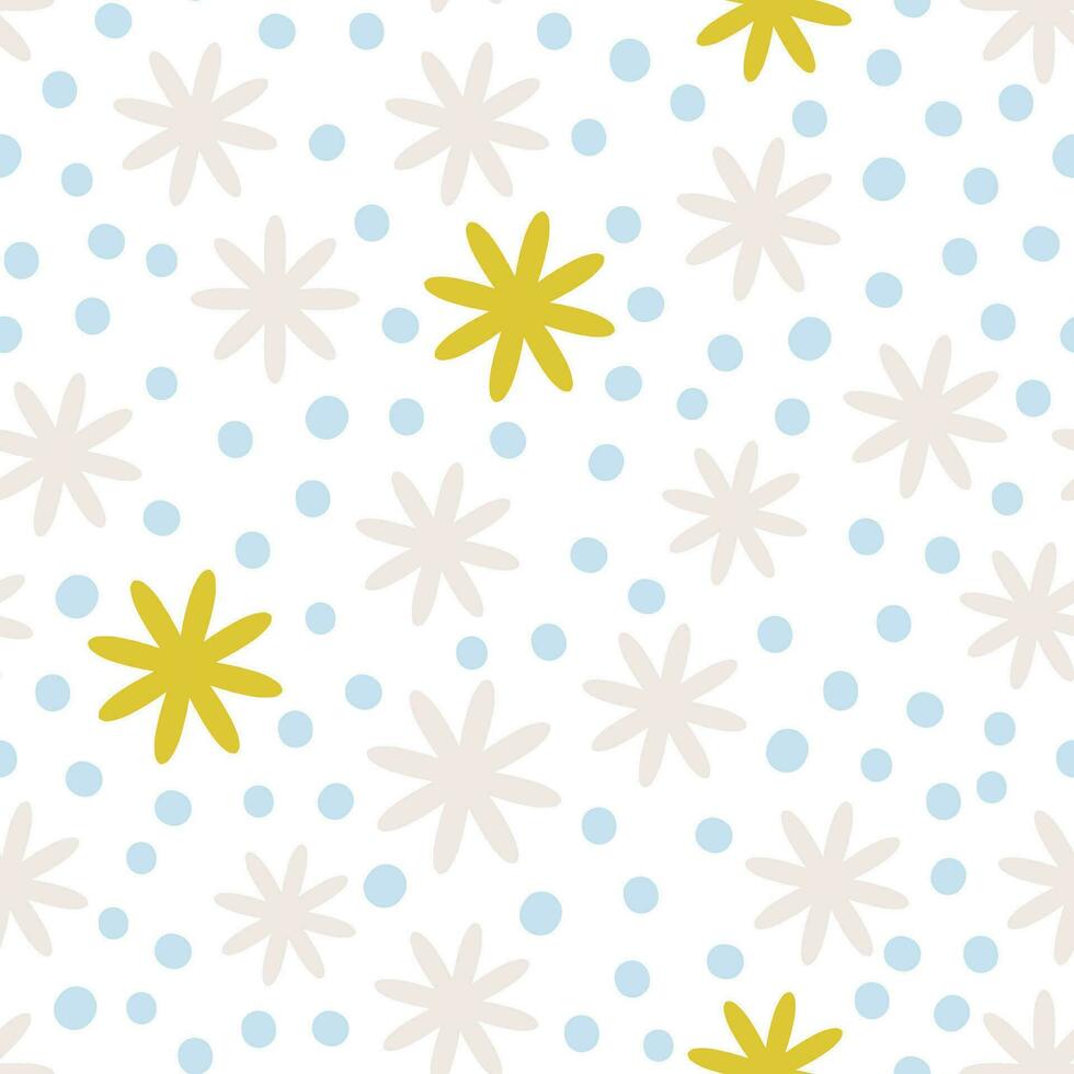 Abstract floral pattern in retro style. Simple vector texture with repeated shapes. Vector mid century background