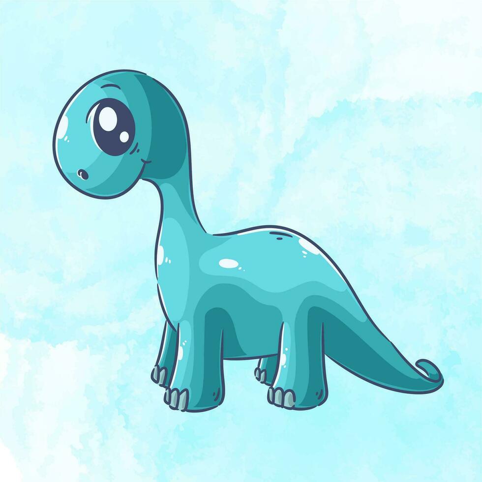 Cute green brachiosaurus cartoon vector