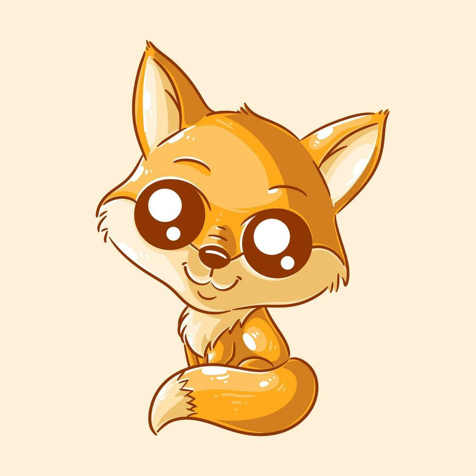Cute fox is standing cartoon vector