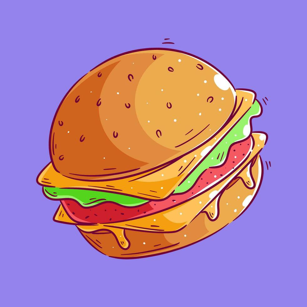 linda dibujos animados estilo hamburguesa diseño vector