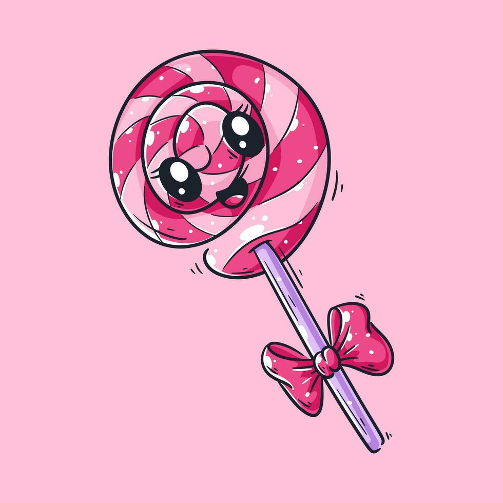 Cute lollipop candy smiling cartoon vector