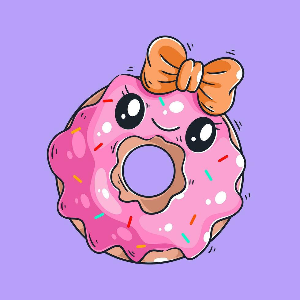 Cute donuts smiling cartoon vector