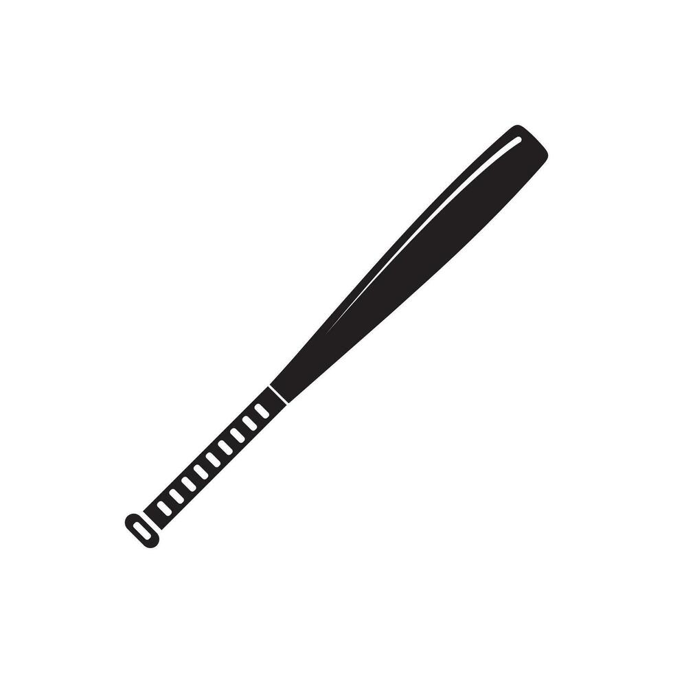 Vector flat black baseball bat icon on white background