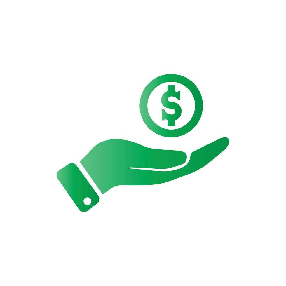 Pictograph of money in hand. Vector icon 10 EPS
