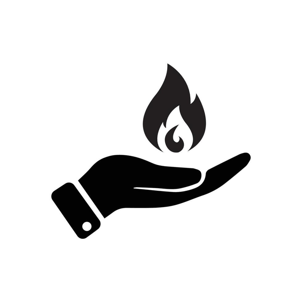 hand holding a fire icon, flat design best vector icon
