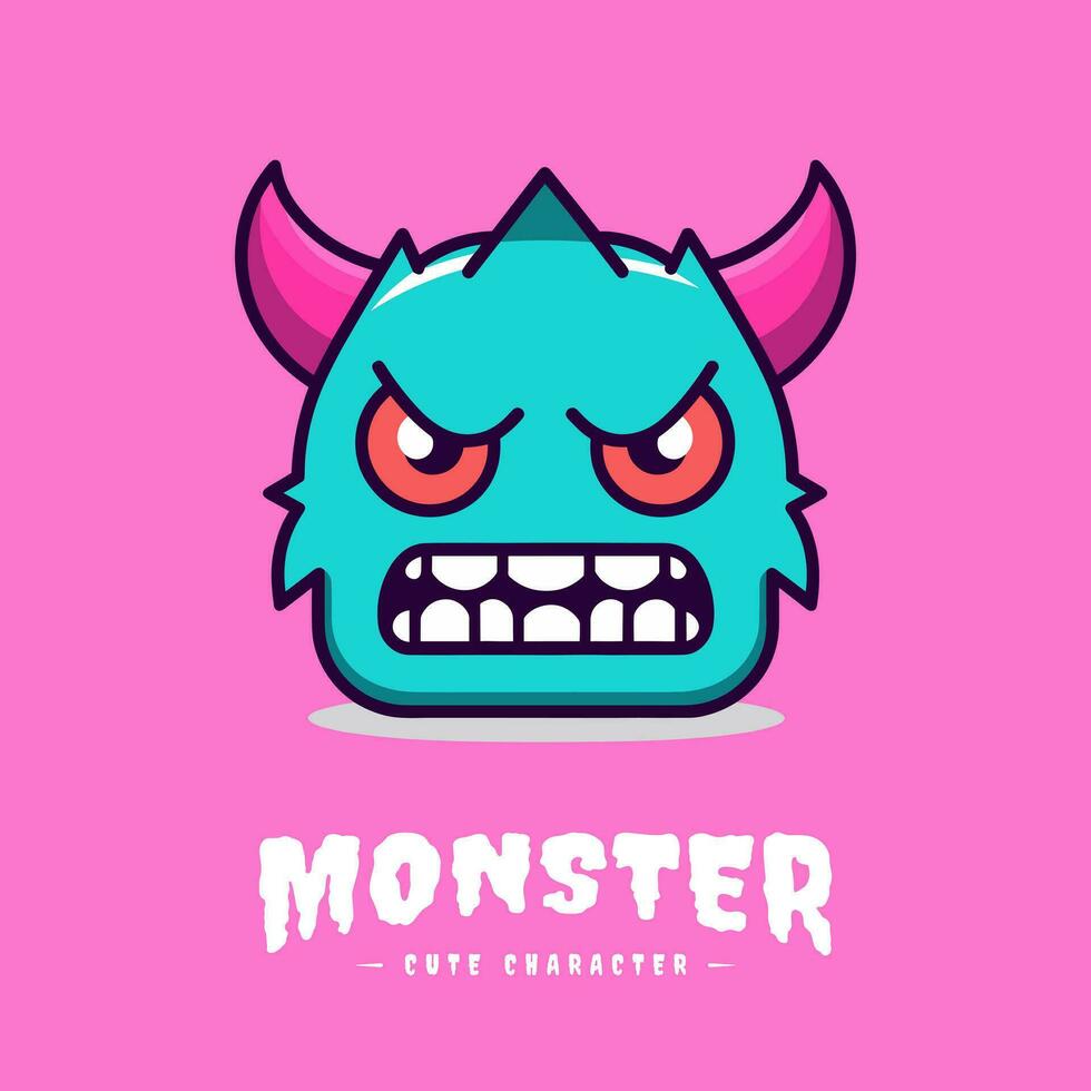 Playful and charming kawaii monster illustration, great for creating a fun and whimsical atmosphere vector