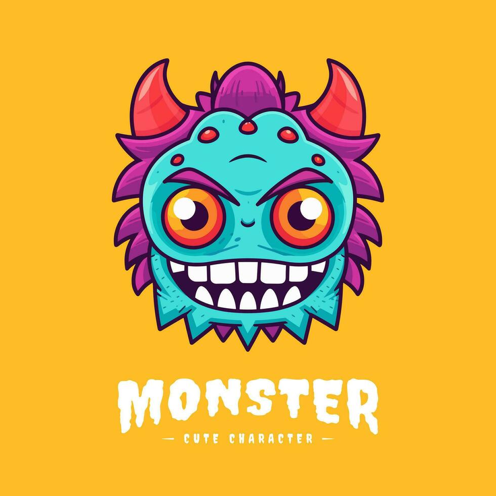 Cute and lovable kawaii monster illustration, sure to bring a smile to anyone's face vector