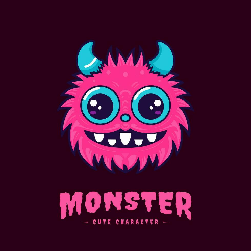 Playful and charming kawaii monster illustration, great for creating a fun and whimsical atmosphere vector